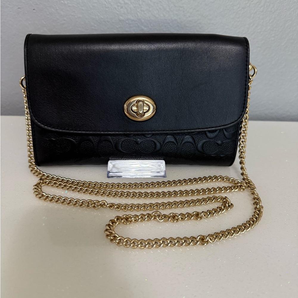 Coach Signature Cross Body with Gold Chain
